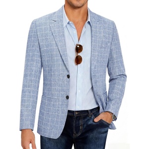 image:imageCOOFANDY Mens Casual Blazer Slim Fit Sport Coat Lightweight Two Button Suit JacketsPlaid Blazer Sky Blue