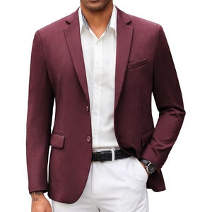image:imageCOOFANDY Mens Casual Blazer Slim Fit Suit Jacket Lightweight Knit Sport Coat Two Button Blazer JacketBurgundy