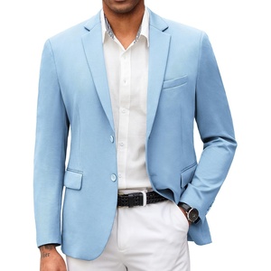 image:imageCOOFANDY Mens Casual Blazer Slim Fit Suit Jacket Lightweight Knit Sport Coat Two Button Blazer JacketLight Blue