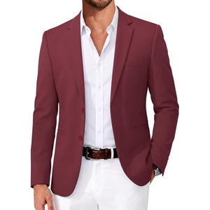 image:imageCOOFANDY Mens Casual Blazer Slim Fit Suit Jackets Two Button Lightweight Knit Sport CoatBurgundy