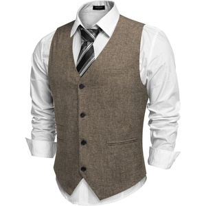 image:imageCOOFANDY Mens Casual Business Vests Lightweight Waistcoat Slim Fit Suit VestBrown