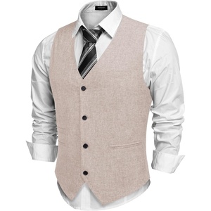 image:imageCOOFANDY Mens Casual Business Vests Lightweight Waistcoat Slim Fit Suit VestChampagne