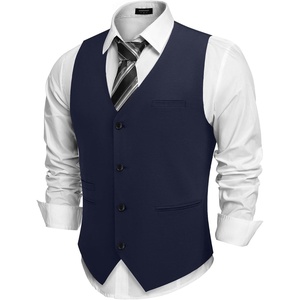 image:imageCOOFANDY Mens Casual Business Vests Lightweight Waistcoat Slim Fit Suit VestDark Blue