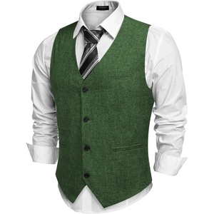 image:imageCOOFANDY Mens Casual Business Vests Lightweight Waistcoat Slim Fit Suit VestGreen
