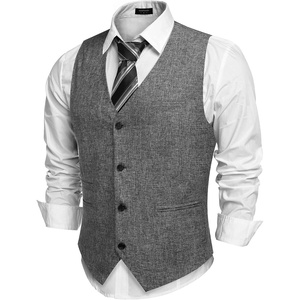image:imageCOOFANDY Mens Casual Business Vests Lightweight Waistcoat Slim Fit Suit VestGrey