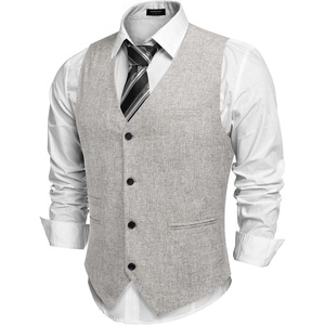 image:imageCOOFANDY Mens Casual Business Vests Lightweight Waistcoat Slim Fit Suit VestLight Grey