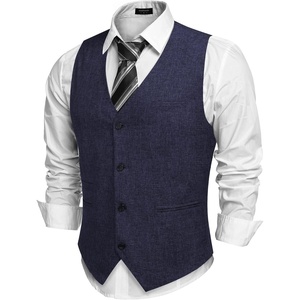 image:imageCOOFANDY Mens Casual Business Vests Lightweight Waistcoat Slim Fit Suit VestNavy Blue