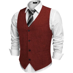 image:imageCOOFANDY Mens Casual Business Vests Lightweight Waistcoat Slim Fit Suit VestWine Red