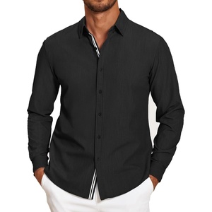 image:imageCOOFANDY Mens Casual Button Down Shirt Untucked Long Sleeve Stretch Denim Dress ShirtBlack