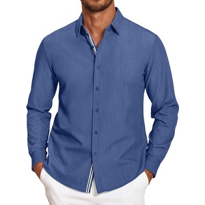 image:imageCOOFANDY Mens Casual Button Down Shirt Untucked Long Sleeve Stretch Denim Dress ShirtDenim Blue