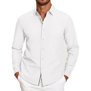 image:imageCOOFANDY Mens Casual Button Down Shirt Untucked Long Sleeve Stretch Denim Dress ShirtWhite