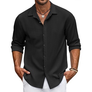image:imageCOOFANDY Mens Casual Shirt Long Sleeve Casual Button Down Shirt for Men Summer Beach Wedding ShirtBlack