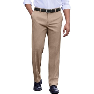 image:imageCOOFANDY Mens Classic Fit Dress Pants Flat Front Straight Casual Pant Expandable Waist Suit PantKhaki