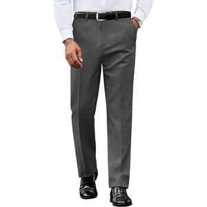 image:imageCOOFANDY Mens Dress Pants Regular Fit Flat Front Pant Expandable Waist Casual SlacksGray