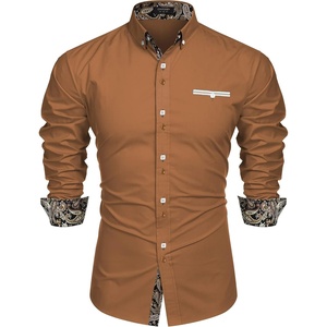 image:imageCOOFANDY Mens Dress Shirt Long Sleeve Casual Button Down Paisley Shirts Party Wedding Dress ShirtBrown