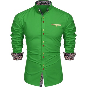 image:imageCOOFANDY Mens Dress Shirt Long Sleeve Casual Button Down Paisley Shirts Party Wedding Dress ShirtGreen