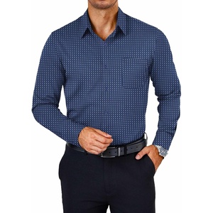 image:imageCOOFANDY Mens Dress Shirts Wrinkle Free Long Sleeve Button Down Shirts Formal Business ShirtWhite Patterned Blue