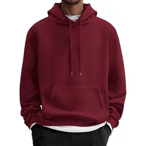 image:imageCOOFANDY Mens Fleece Hoodie Long Sleeve Hooded Sweatshirt Casual Basic Essential Drawstring Pullover Hoodie With PocketWine Red