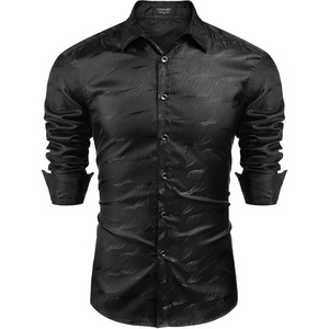 image:imageCOOFANDY Mens Floral Dress Shirt Long Sleeve Slim Fit Wedding Cocktail Shirts for Men Black 3XLarge