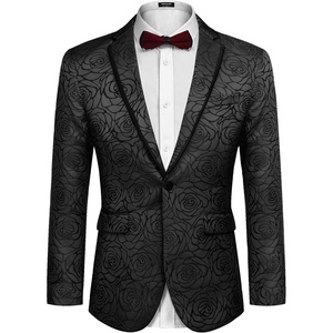 image:imageCOOFANDY Mens Floral Suit Jacket Embroidered Wedding Blazer Party Dinner TuxedoBlackpattern1
