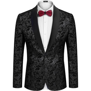 image:imageCOOFANDY Mens Floral Tuxedo Jacket Jacquard Suit Jacket Slim Fit Blazer for Wedding Prom DinnerBlack