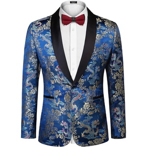 image:imageCOOFANDY Mens Floral Tuxedo Jacket Luxury Embroidered Stylish Suit Blazer Jacket for Wedding Party DinnerDark Blue