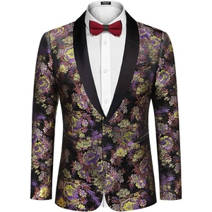 image:imageCOOFANDY Mens Floral Tuxedo Jacket Luxury Embroidered Stylish Suit Blazer Jacket for Wedding Party DinnerFlowerblack