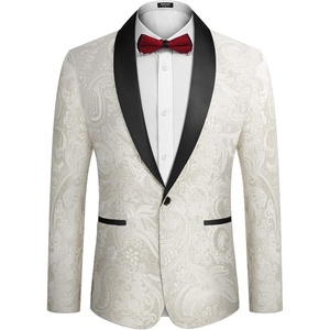 image:imageCOOFANDY Mens Floral Tuxedo Jacket Luxury Embroidered Wedding Blazer Dress Suit for Party DinnerWhite