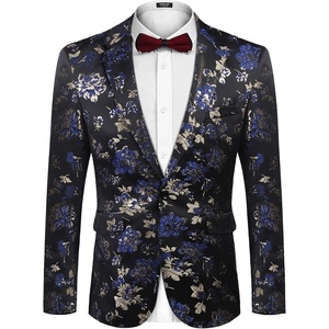 image:imageCOOFANDY Mens Floral Tuxedo Jackets Slim Fit Suit Blazer Jacket for Wedding Dinner PromBlue