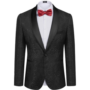 image:imageCOOFANDY Mens Floral Tuxedo Suit Jacket Slim Fit Dinner Jacket Party Prom Wedding Blazer JacketsBlack Paisley Pattern Jacquard 
