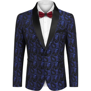 image:imageCOOFANDY Mens Floral Tuxedo Suit Jacket Slim Fit Dinner Jacket Party Prom Wedding Blazer JacketsBlue Paisley