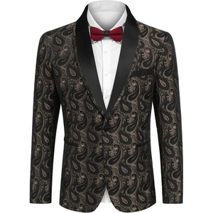 image:imageCOOFANDY Mens Floral Tuxedo Suit Jacket Slim Fit Dinner Jacket Party Prom Wedding Blazer JacketsGolden Paisley