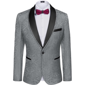 image:imageCOOFANDY Mens Floral Tuxedo Suit Jacket Slim Fit Dinner Jacket Party Prom Wedding Blazer JacketsGrey