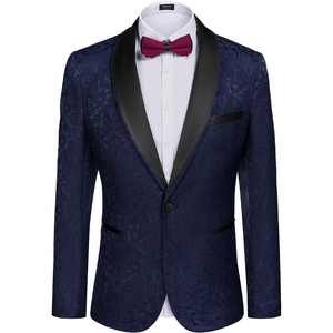 image:imageCOOFANDY Mens Floral Tuxedo Suit Jacket Slim Fit Dinner Jacket Party Prom Wedding Blazer JacketsNavy Blue