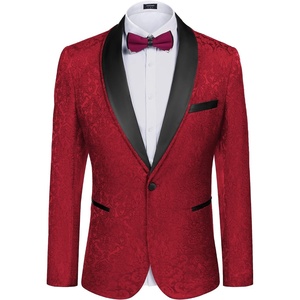 image:imageCOOFANDY Mens Floral Tuxedo Suit Jacket Slim Fit Dinner Jacket Party Prom Wedding Blazer JacketsRed