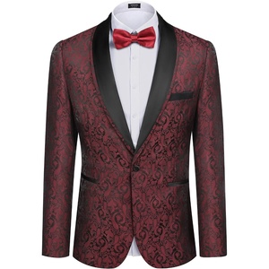 image:imageCOOFANDY Mens Floral Tuxedo Suit Jacket Slim Fit Dinner Jacket Party Prom Wedding Blazer JacketsRed Black