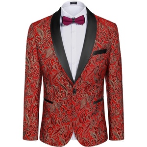 image:imageCOOFANDY Mens Floral Tuxedo Suit Jacket Slim Fit Dinner Jacket Party Prom Wedding Blazer JacketsRed Paisley Pattern
