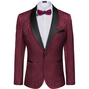 image:imageCOOFANDY Mens Floral Tuxedo Suit Jacket Slim Fit Dinner Jacket Party Prom Wedding Blazer JacketsWine Red