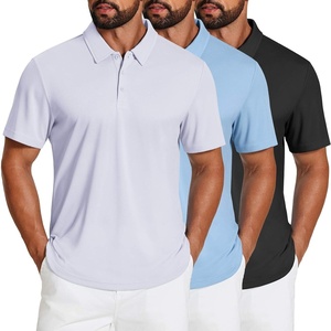 image:imageCOOFANDY Mens Golf Polo Shirts Short Sleeve Quick Dry Moisture Wicking Performance Collared Golf Shirt for MenBlackwhitelight Blue
