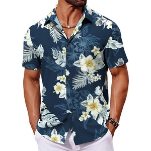 image:imageCOOFANDY Mens Hawaiian Shirt Short Sleeve Button Down Shirts Tropical Floral Summer Beach ShirtsNavy  White Floral