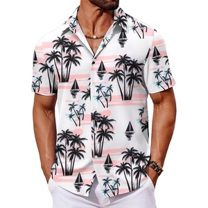 image:imageCOOFANDY Mens Hawaiian Shirt Short Sleeve Button Down Shirts Tropical Floral Summer Beach ShirtsPink  Tropical Vitality