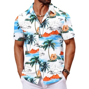 image:imageCOOFANDY Mens Hawaiian Shirt Short Sleeve Button Down Shirts Tropical Floral Summer Beach ShirtsWhite  Coconut Tree