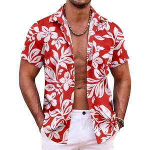 image:imageCOOFANDY Mens Hawaiian Shirt Short Sleeve Button Down Shirts Tropical Summer Beach Shirts Casual Floral Aloha ShirtsAredwhite Floral