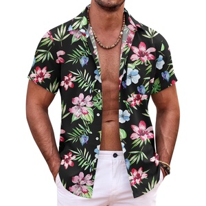 image:imageCOOFANDY Mens Hawaiian Shirt Short Sleeve Button Down Shirts Tropical Summer Beach Shirts Casual Floral Aloha ShirtsBlack Floral