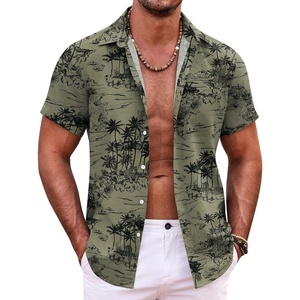 image:imageCOOFANDY Mens Hawaiian Shirt Short Sleeve Button Down Shirts Tropical Summer Beach Shirts Casual Floral Aloha ShirtsBlack Treegreen