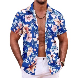 image:imageCOOFANDY Mens Hawaiian Shirt Short Sleeve Button Down Shirts Tropical Summer Beach Shirts Casual Floral Aloha ShirtsBlue Floral