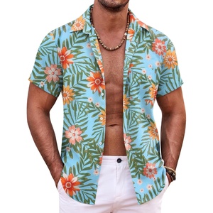 image:imageCOOFANDY Mens Hawaiian Shirt Short Sleeve Button Down Shirts Tropical Summer Beach Shirts Casual Floral Aloha ShirtsBlue Red Khaki Floral