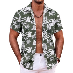 image:imageCOOFANDY Mens Hawaiian Shirt Short Sleeve Button Down Shirts Tropical Summer Beach Shirts Casual Floral Aloha ShirtsGreen Floral