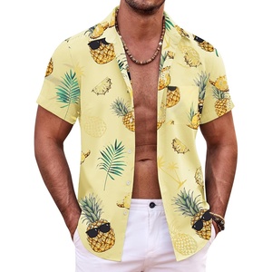 image:imageCOOFANDY Mens Hawaiian Shirt Short Sleeve Button Down Shirts Tropical Summer Beach Shirts Casual Floral Aloha ShirtsLight Yellow Pineapple
