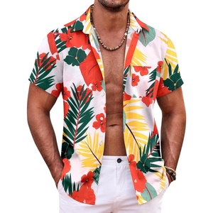 image:imageCOOFANDY Mens Hawaiian Shirt Short Sleeve Button Down Shirts Tropical Summer Beach Shirts Casual Floral Aloha ShirtsWhite Floralleaves